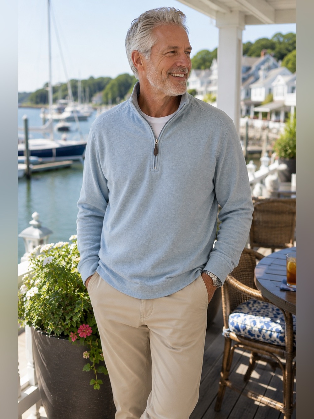 Tommy Bahama Pima Cotton Quarter Zip Pullover Light Blue XXL Sweatshirt